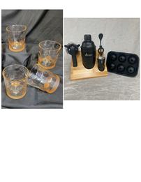 4 Whiskey Glasses with Smoker Set and 4 Ice Cube Silicon Mold 202//261